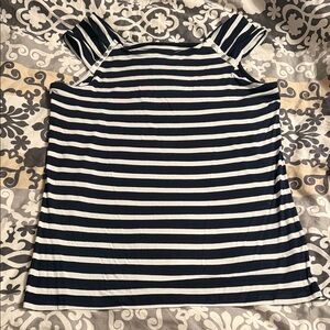 Navy and White Striped Women's Tank Top